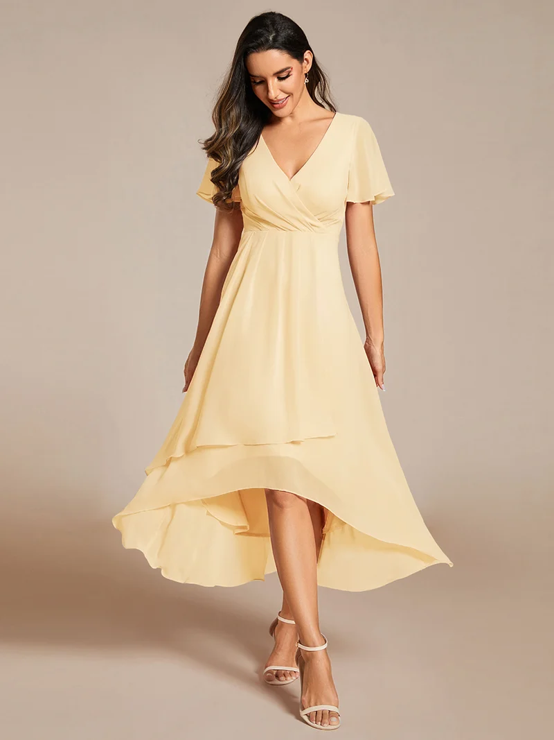 ever LARK | Robe de cocktail en mousseline à manches courtes