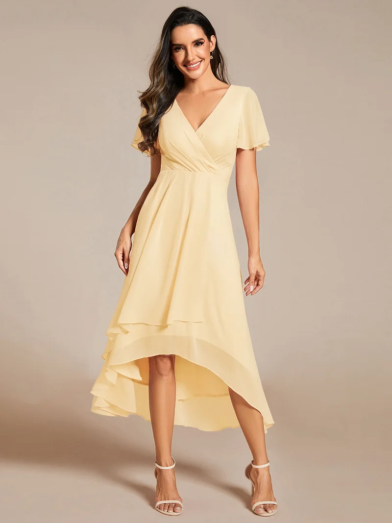 ever LARK | Robe de cocktail en mousseline à manches courtes