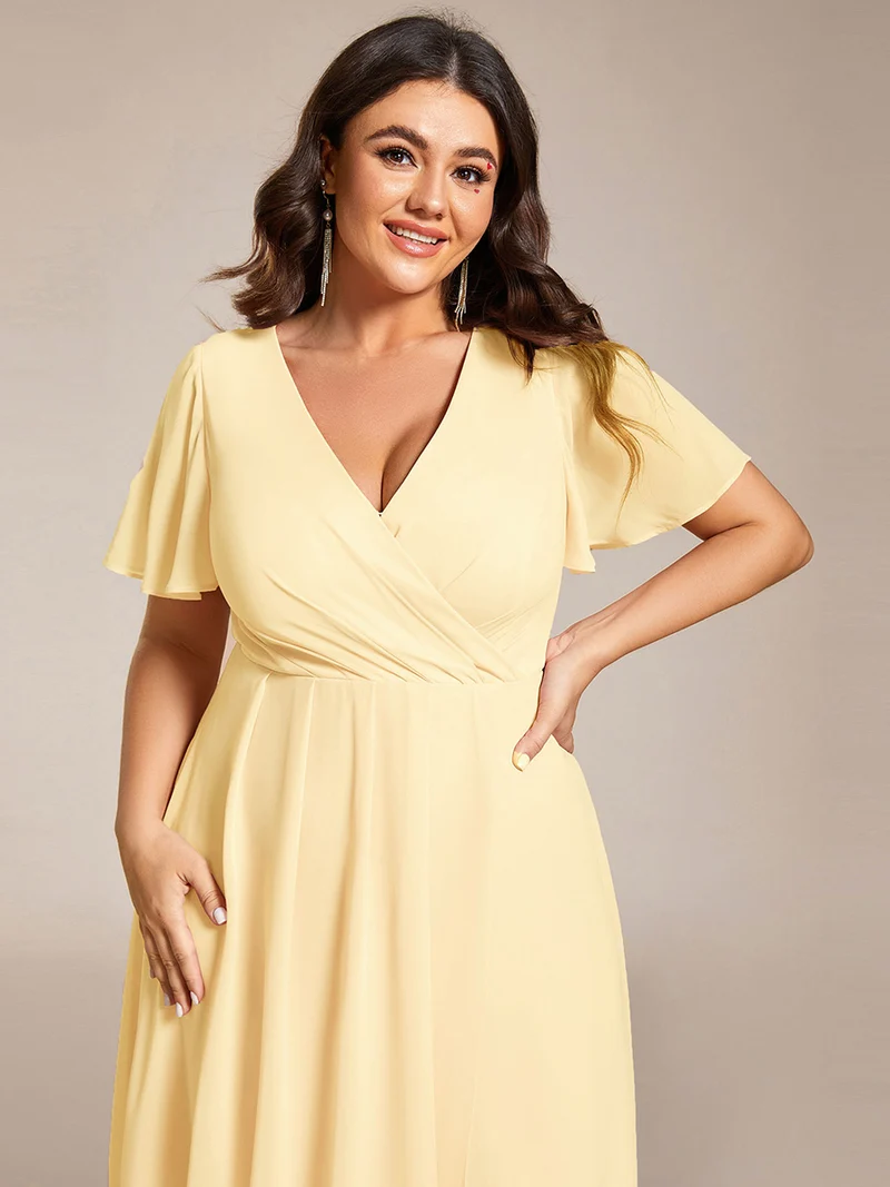 ever LARK | Robe de cocktail en mousseline à manches courtes