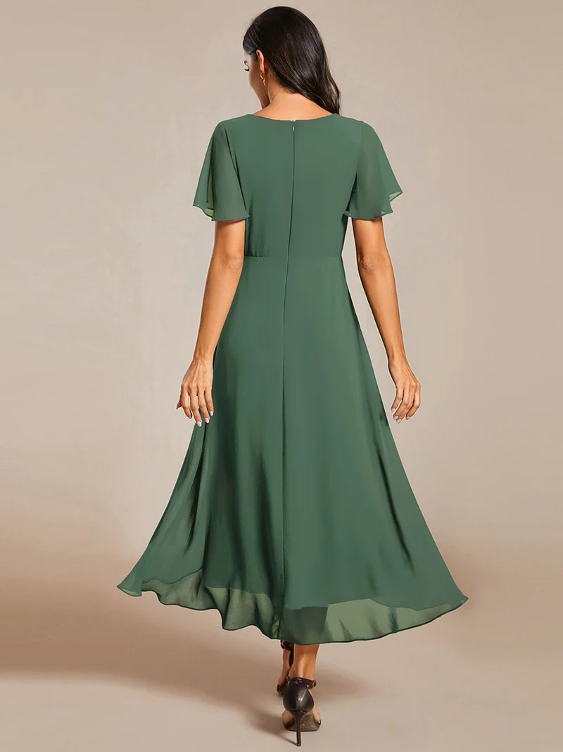 ever LARK | Robe de cocktail en mousseline à manches courtes