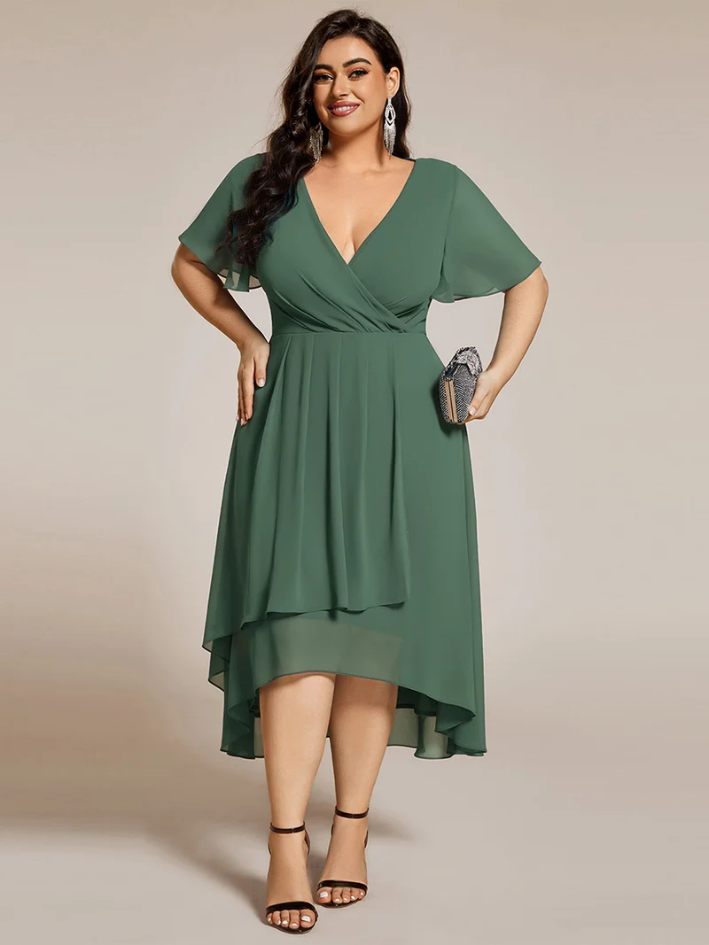 ever LARK | Robe de cocktail en mousseline à manches courtes