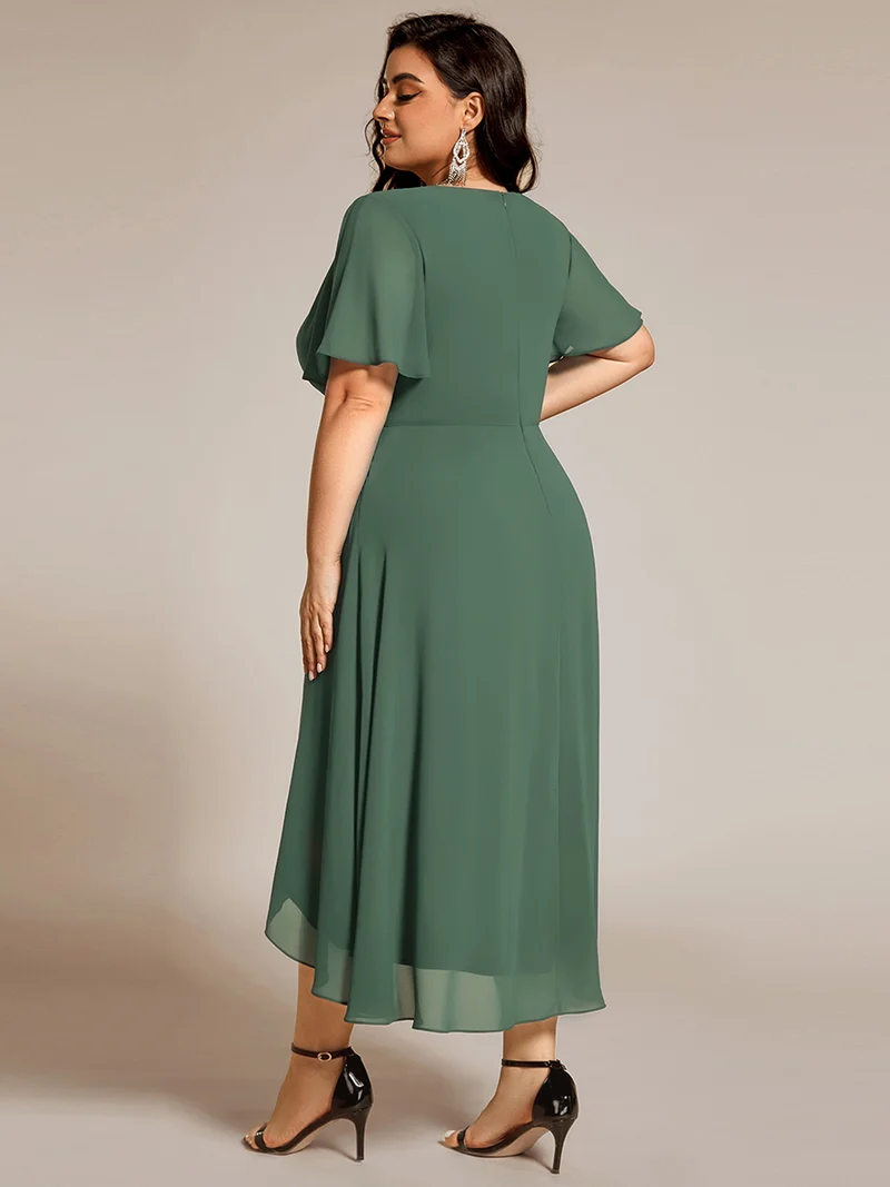 ever LARK | Robe de cocktail en mousseline à manches courtes