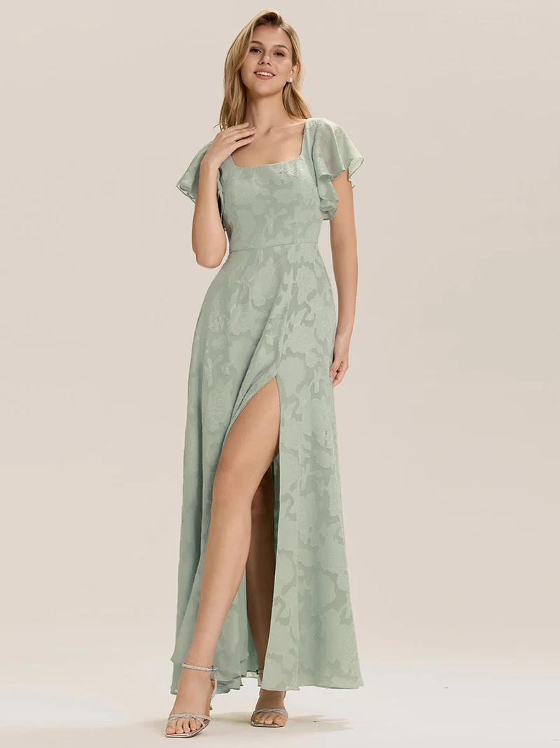 ever ZERENA|Robe en mousseline fleurie à manches volantées