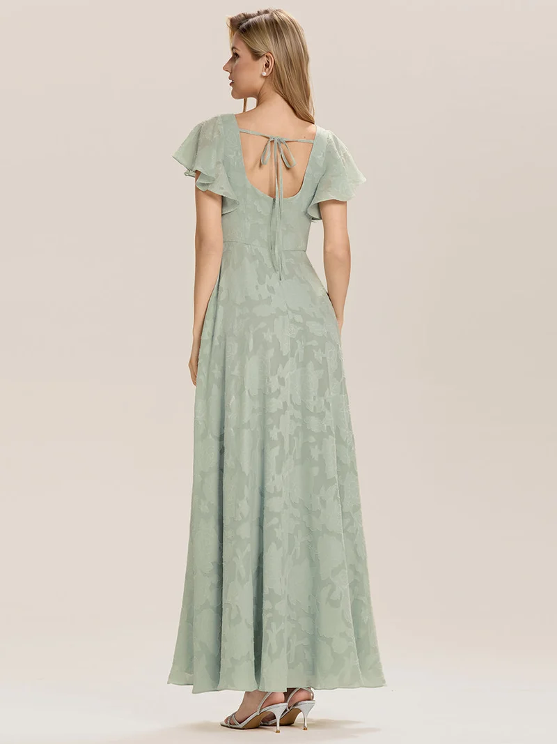 ever ZERENA|Robe en mousseline fleurie à manches volantées