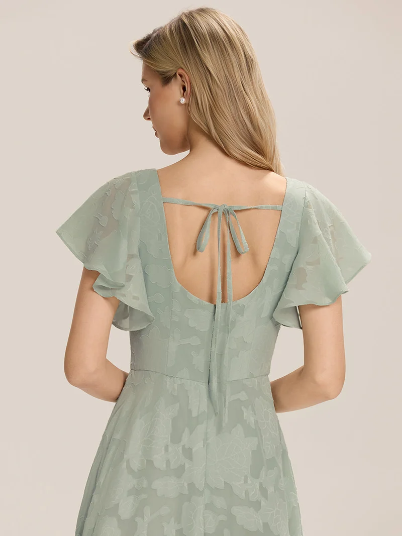 ever ZERENA|Robe en mousseline fleurie à manches volantées