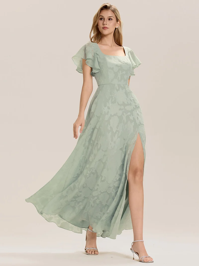 ever ZERENA|Robe en mousseline fleurie à manches volantées