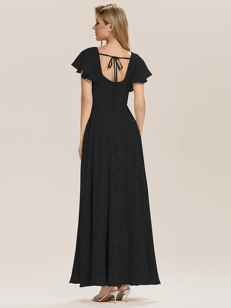 ever ZERENA|Robe en mousseline fleurie à manches volantées