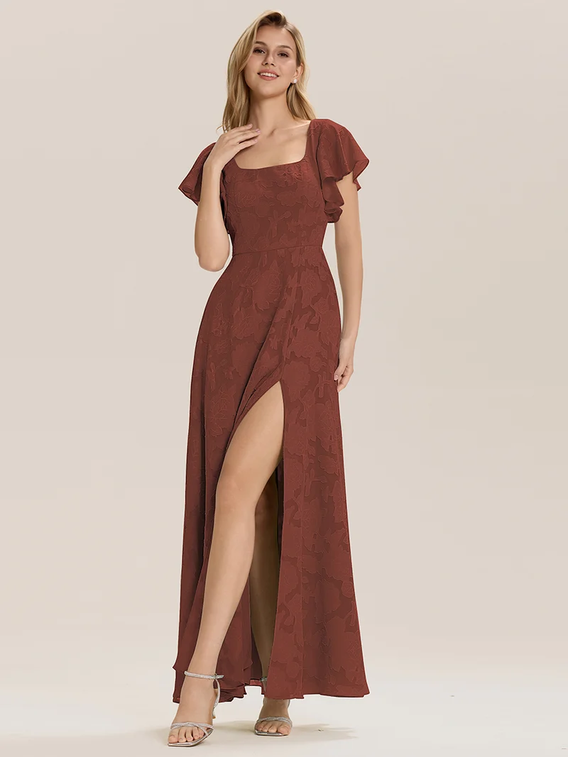ever ZERENA|Robe en mousseline fleurie à manches volantées