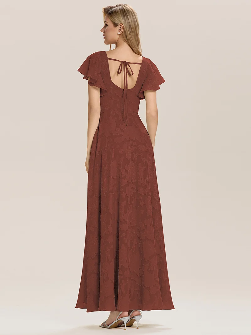 ever ZERENA|Robe en mousseline fleurie à manches volantées
