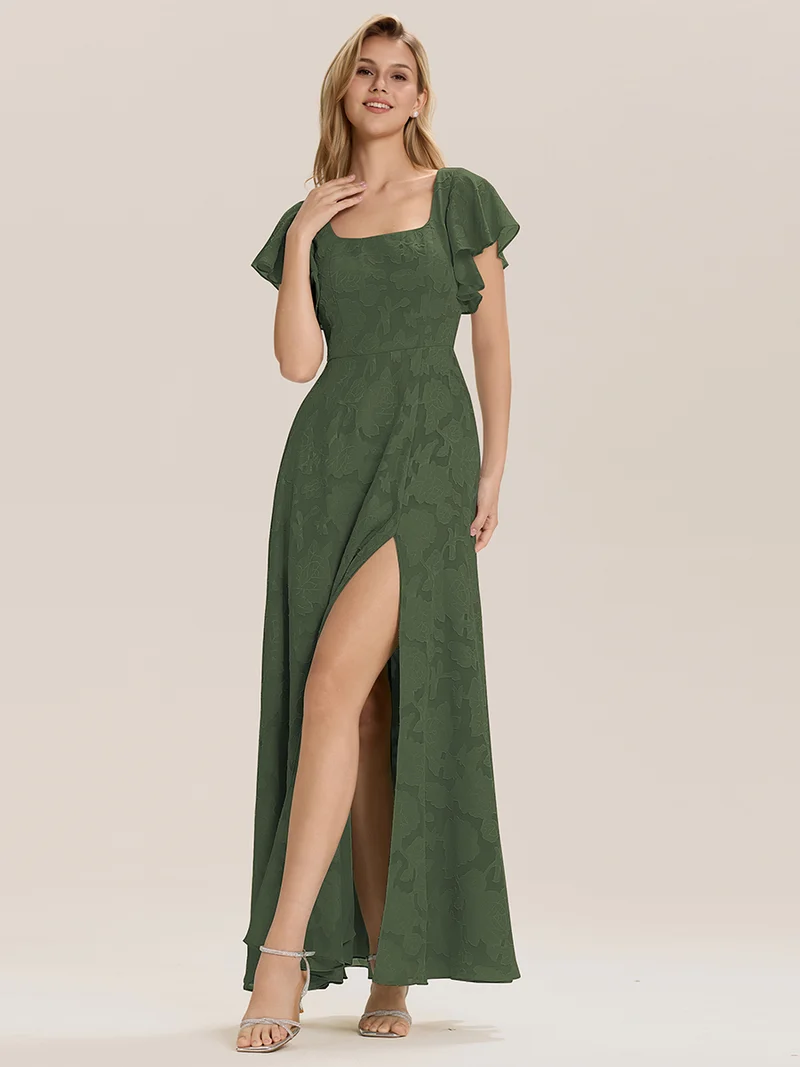 ever ZERENA|Robe en mousseline fleurie à manches volantées