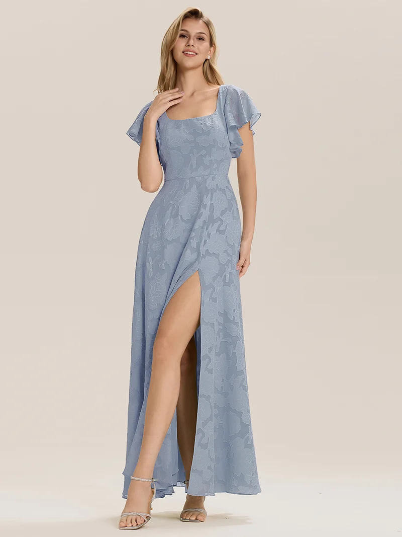 ever ZERENA|Robe en mousseline fleurie à manches volantées