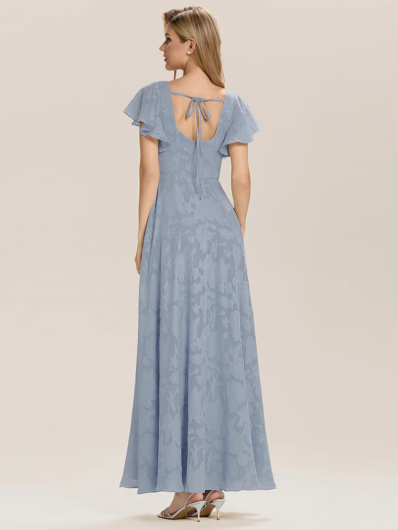 ever ZERENA|Robe en mousseline fleurie à manches volantées