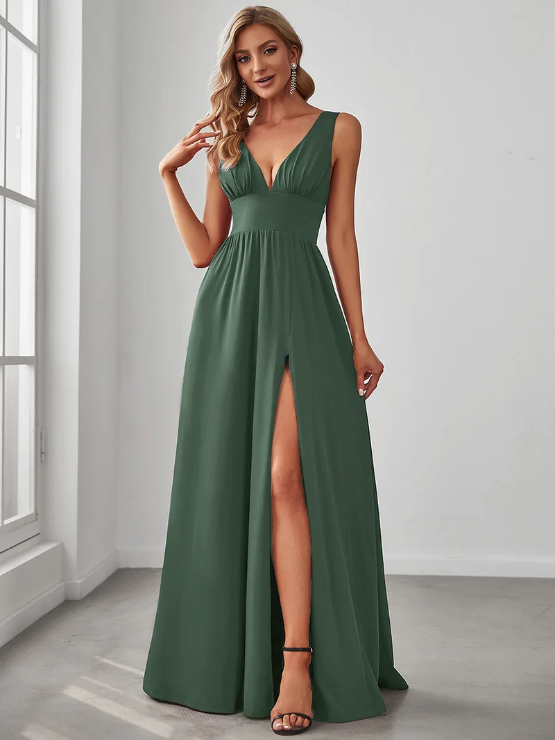 ever SORAYA|Robe de soirée longue au sol à taille empire et à encolure en V