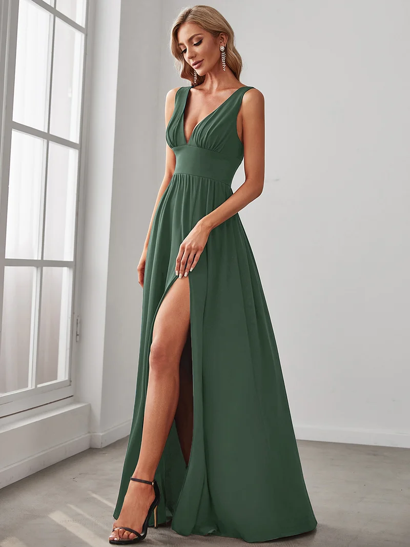 ever SORAYA|Robe de soirée longue au sol à taille empire et à encolure en V