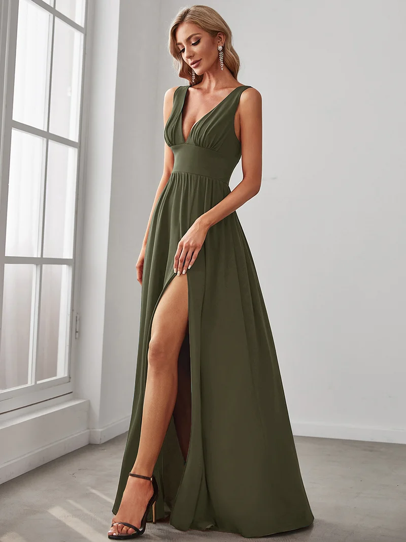 ever SORAYA|Robe de soirée longue au sol à taille empire et à encolure en V