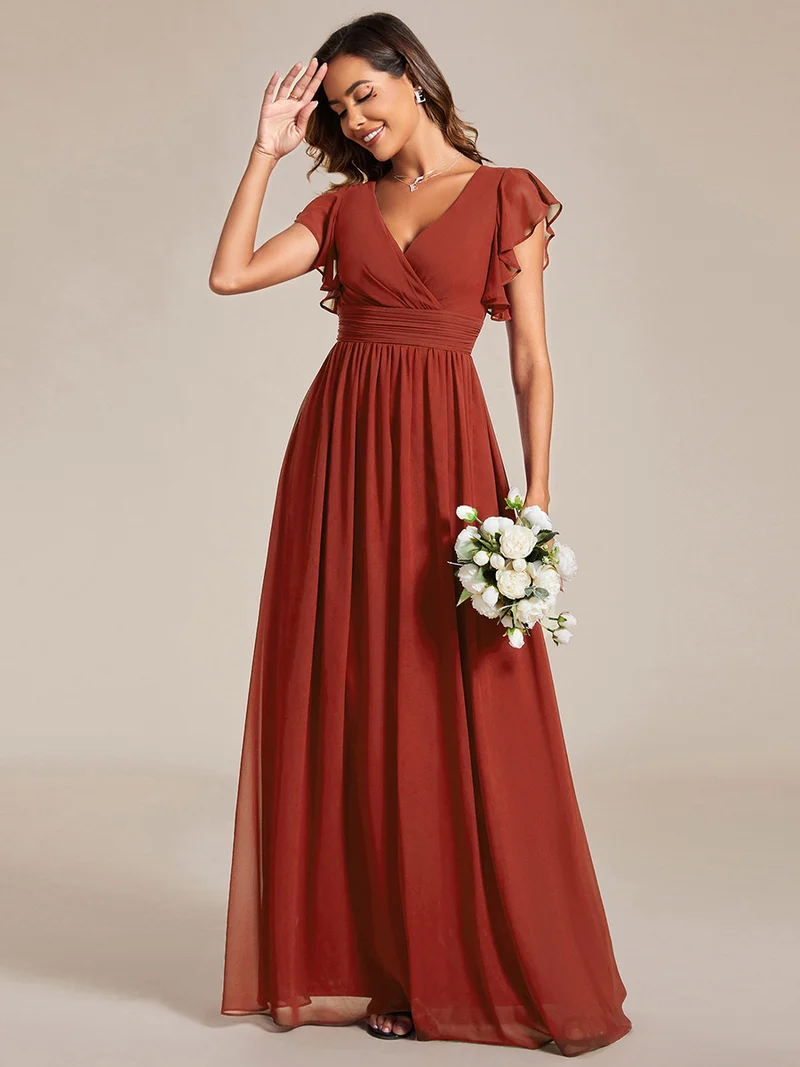 ever LILYANA|Robe de demoiselle d'honneur en mousseline avec dos découpé