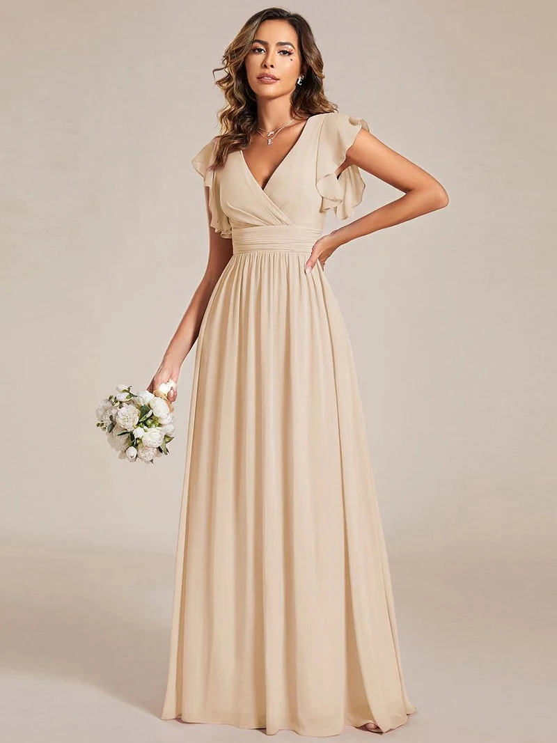 ever LILYANA|Robe de demoiselle d'honneur en mousseline avec dos découpé