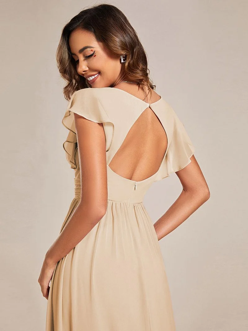 ever LILYANA|Robe de demoiselle d'honneur en mousseline avec dos découpé