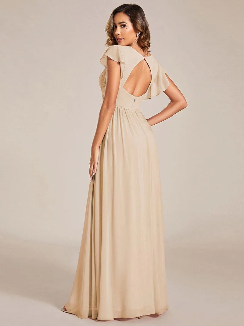 ever LILYANA|Robe de demoiselle d'honneur en mousseline avec dos découpé