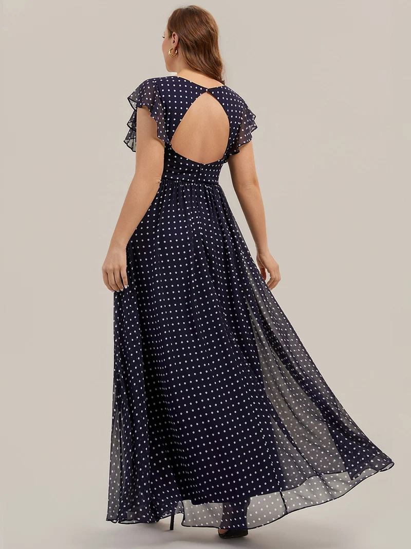 ever LILYANA|Robe de demoiselle d'honneur en mousseline avec dos découpé