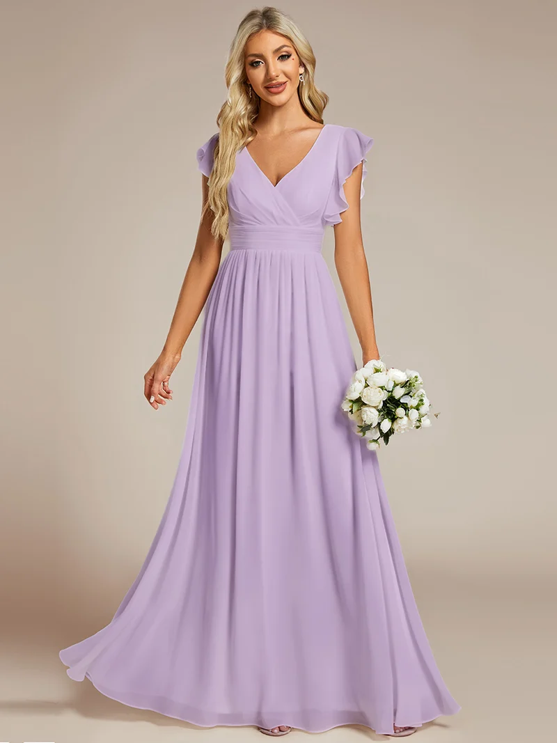 ever LILYANA|Robe de demoiselle d'honneur en mousseline avec dos découpé