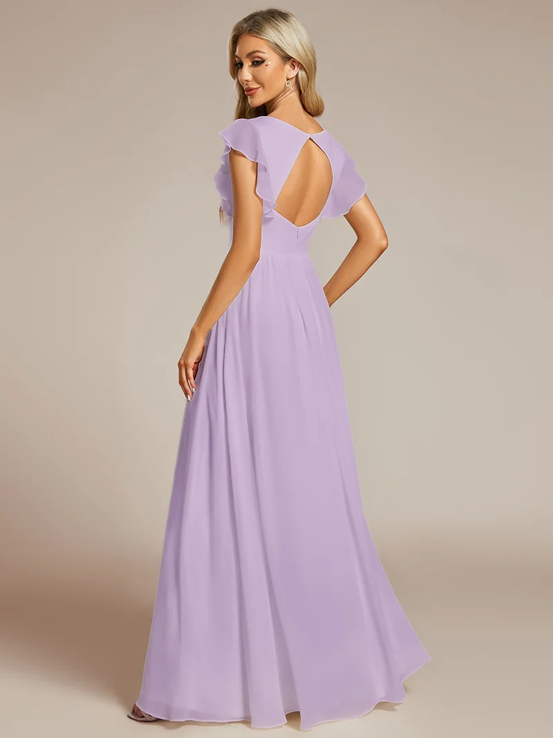 ever LILYANA|Robe de demoiselle d'honneur en mousseline avec dos découpé