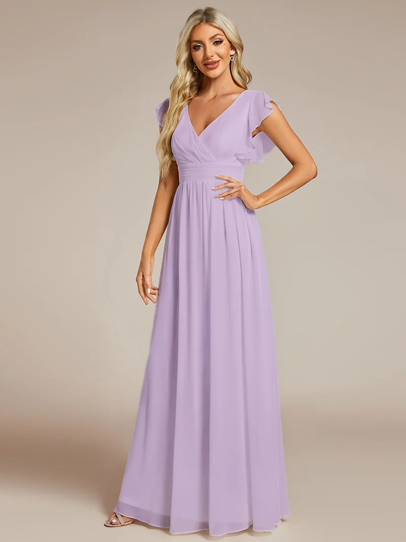 ever LILYANA|Robe de demoiselle d'honneur en mousseline avec dos découpé