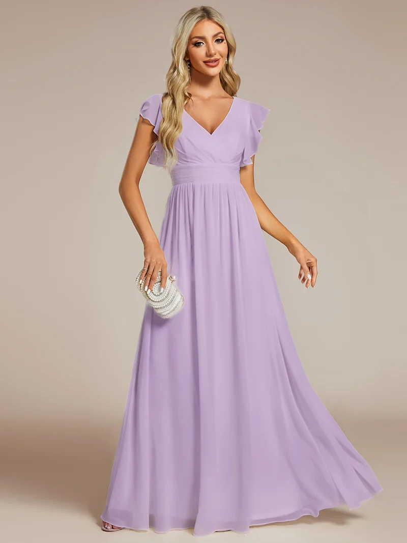 ever LILYANA|Robe de demoiselle d'honneur en mousseline avec dos découpé