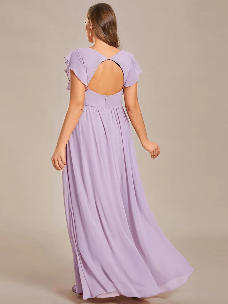 ever LILYANA|Robe de demoiselle d'honneur en mousseline avec dos découpé
