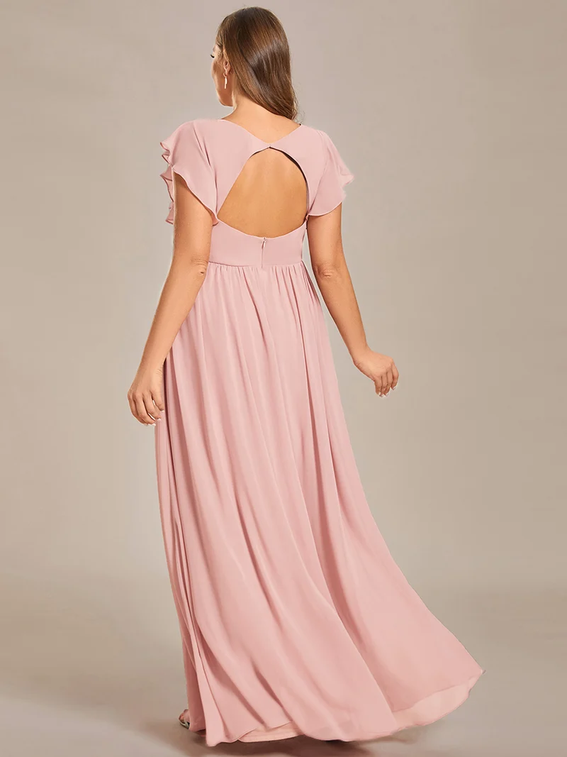 ever LILYANA|Robe de demoiselle d'honneur en mousseline avec dos découpé