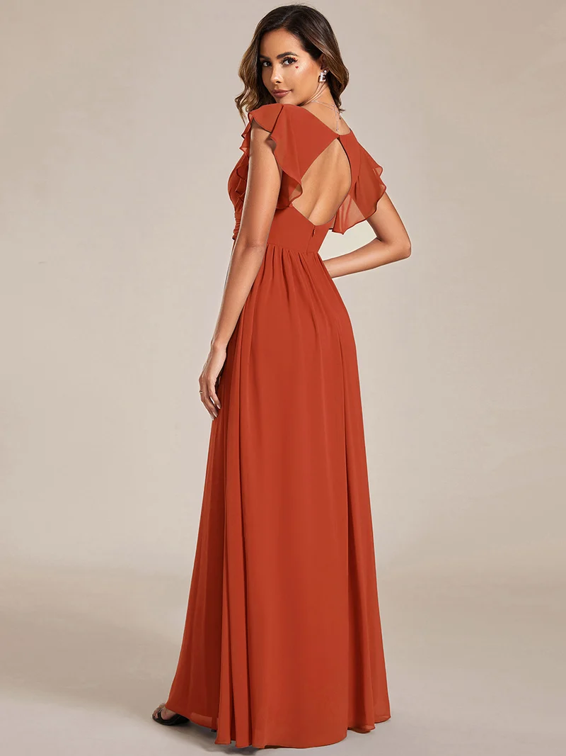 ever LILYANA|Robe de demoiselle d'honneur en mousseline avec dos découpé