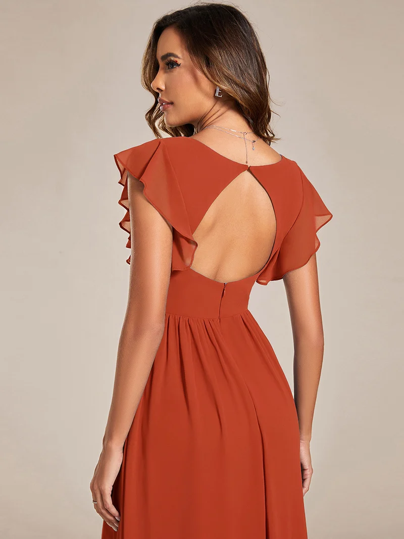 ever LILYANA|Robe de demoiselle d'honneur en mousseline avec dos découpé