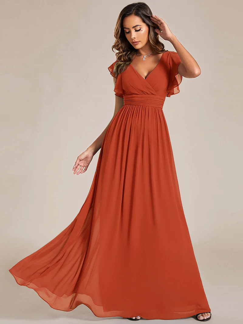 ever LILYANA|Robe de demoiselle d'honneur en mousseline avec dos découpé