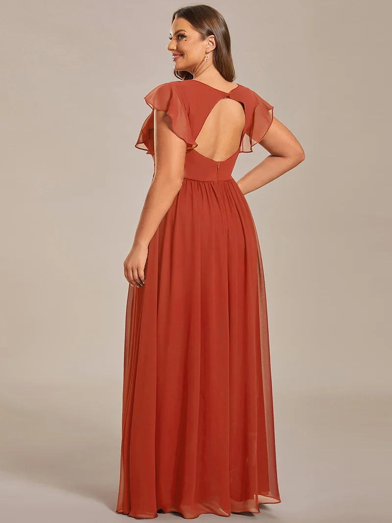 ever LILYANA|Robe de demoiselle d'honneur en mousseline avec dos découpé
