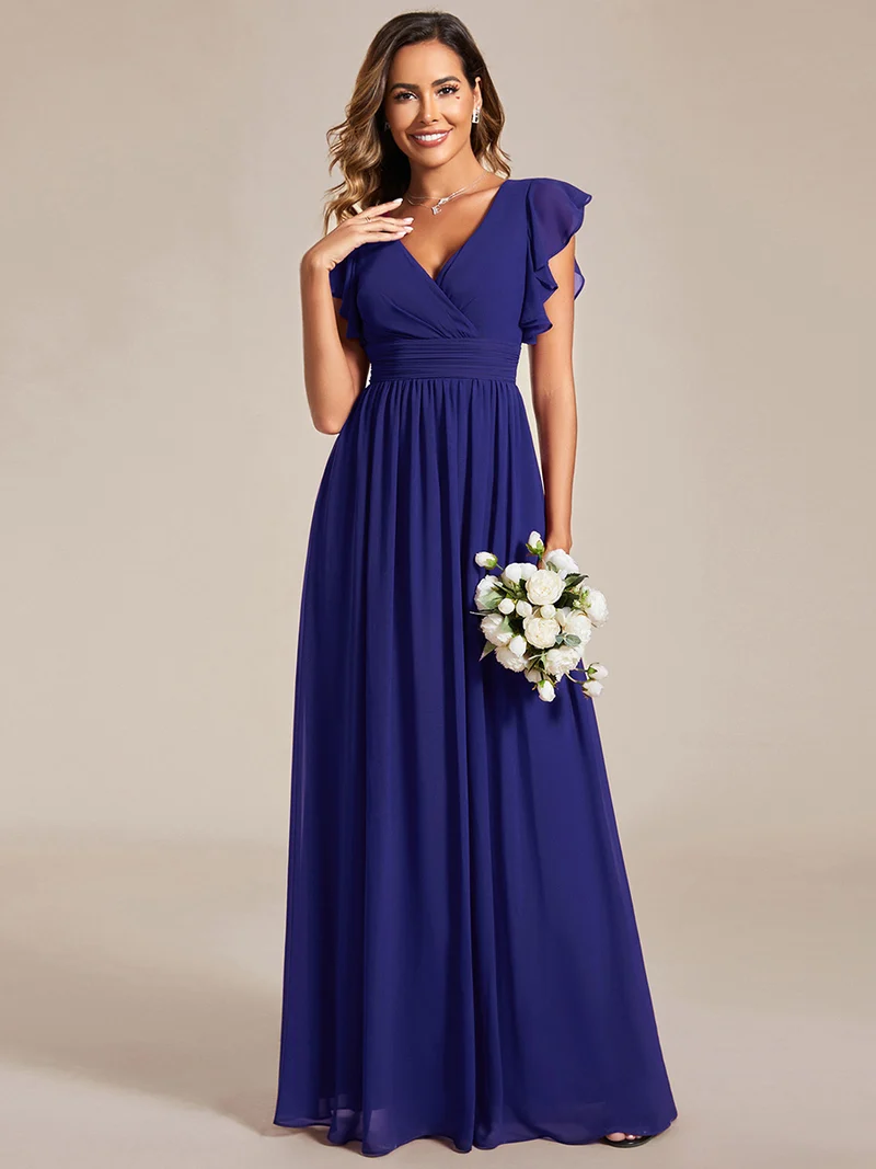 ever LILYANA|Robe de demoiselle d'honneur en mousseline avec dos découpé