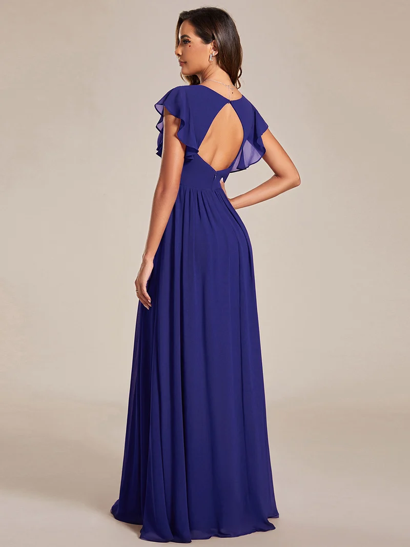 ever LILYANA|Robe de demoiselle d'honneur en mousseline avec dos découpé