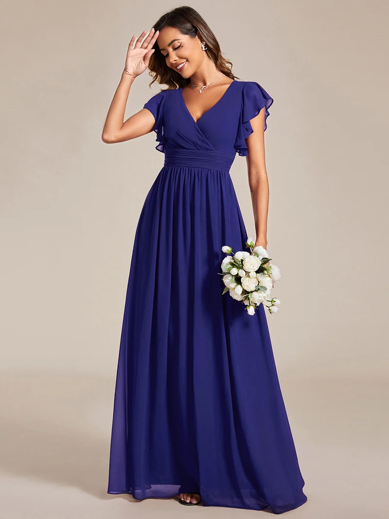 ever LILYANA|Robe de demoiselle d'honneur en mousseline avec dos découpé