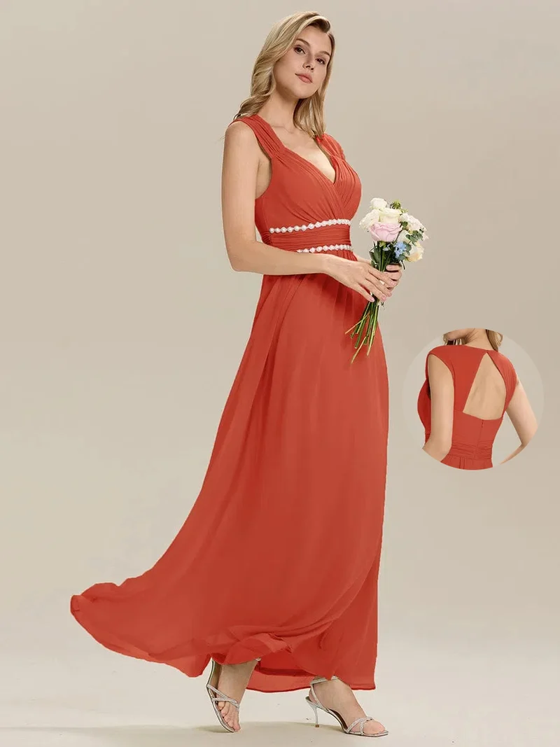 ever ZELINA|Robe de demoiselle d'honneur dos nu en mousseline sans manches
