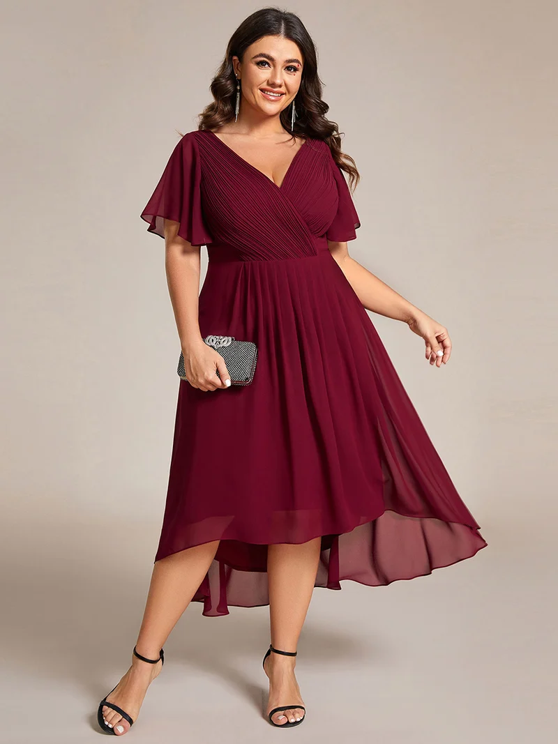 ever FAYE|Robe midi demoiselle d'honneur en mousseline à ourlet asymétrique
