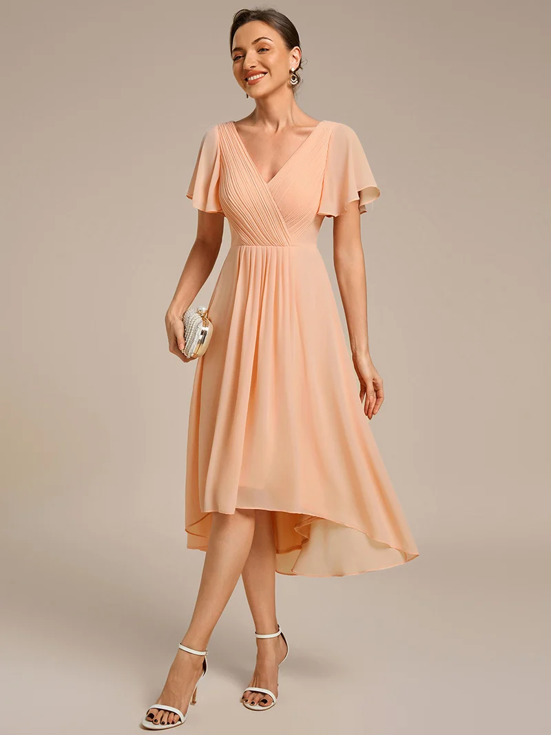ever FAYE|Robe midi demoiselle d'honneur en mousseline à ourlet asymétrique