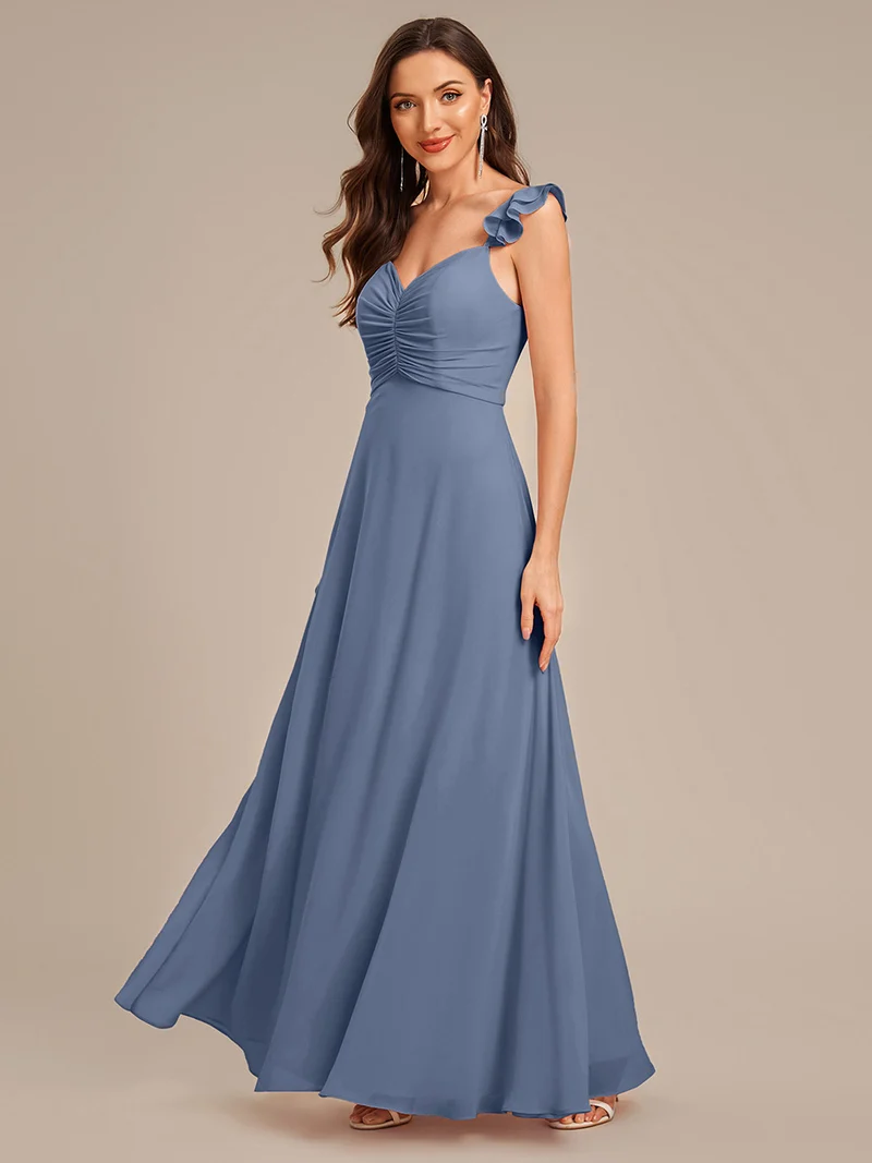 ever SERENA|Robe en mousseline à volants et bordure en laitue