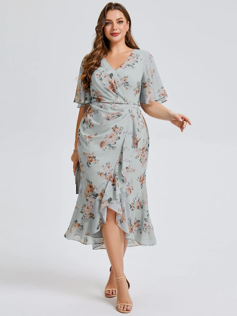 pretty FLORENCIA|Robe sirène en mousseline imprimée grande taille