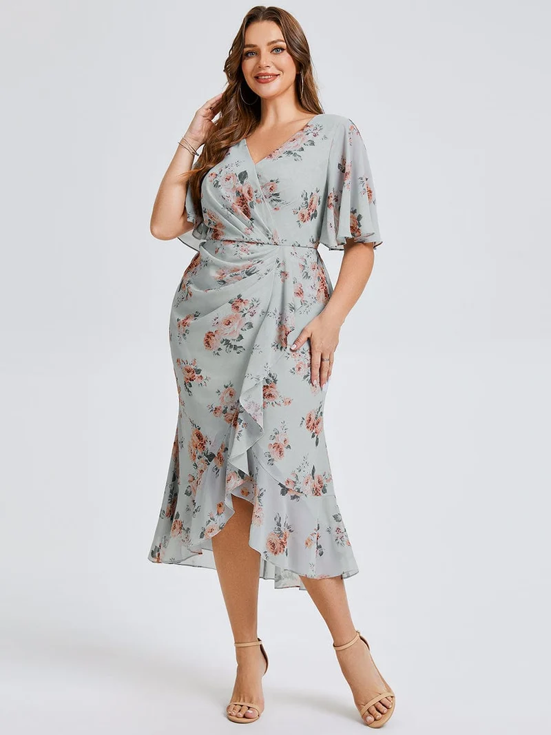 pretty FLORENCIA|Robe sirène en mousseline imprimée grande taille