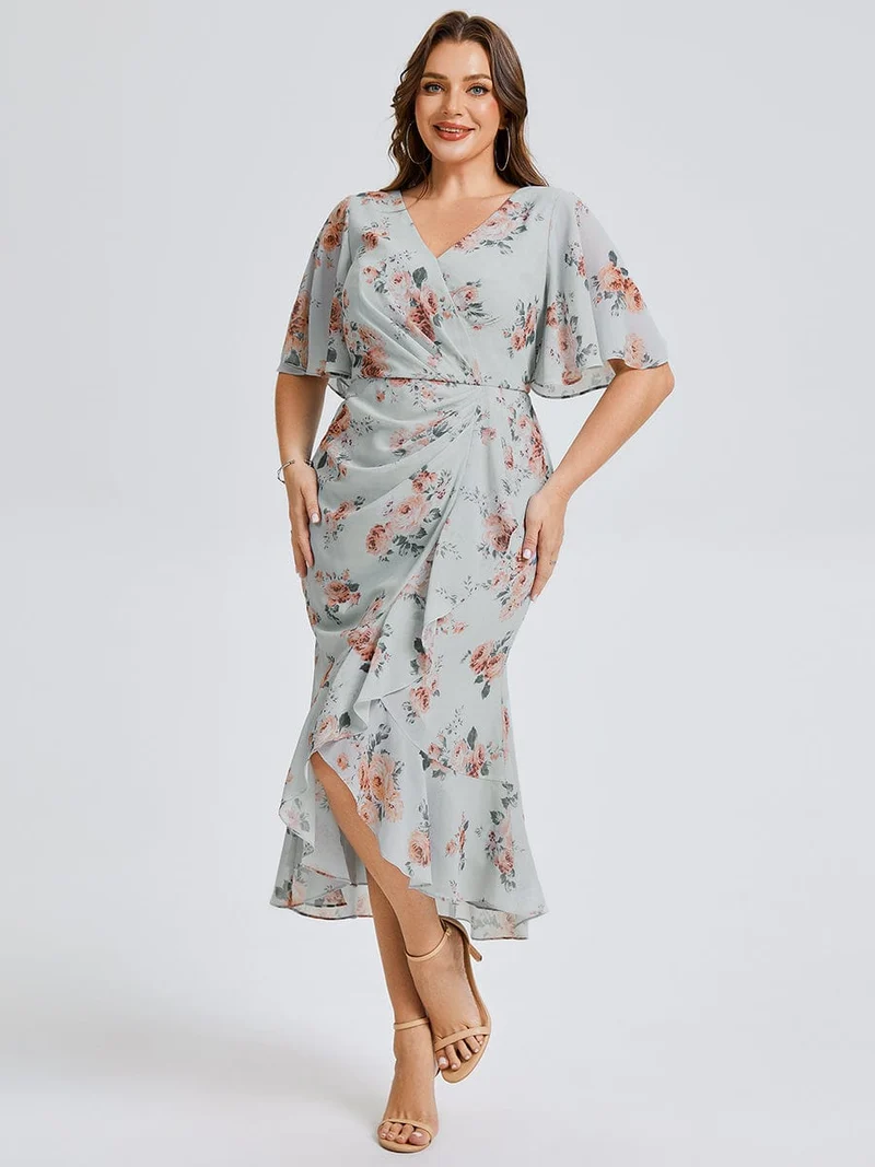 pretty FLORENCIA|Robe sirène en mousseline imprimée grande taille