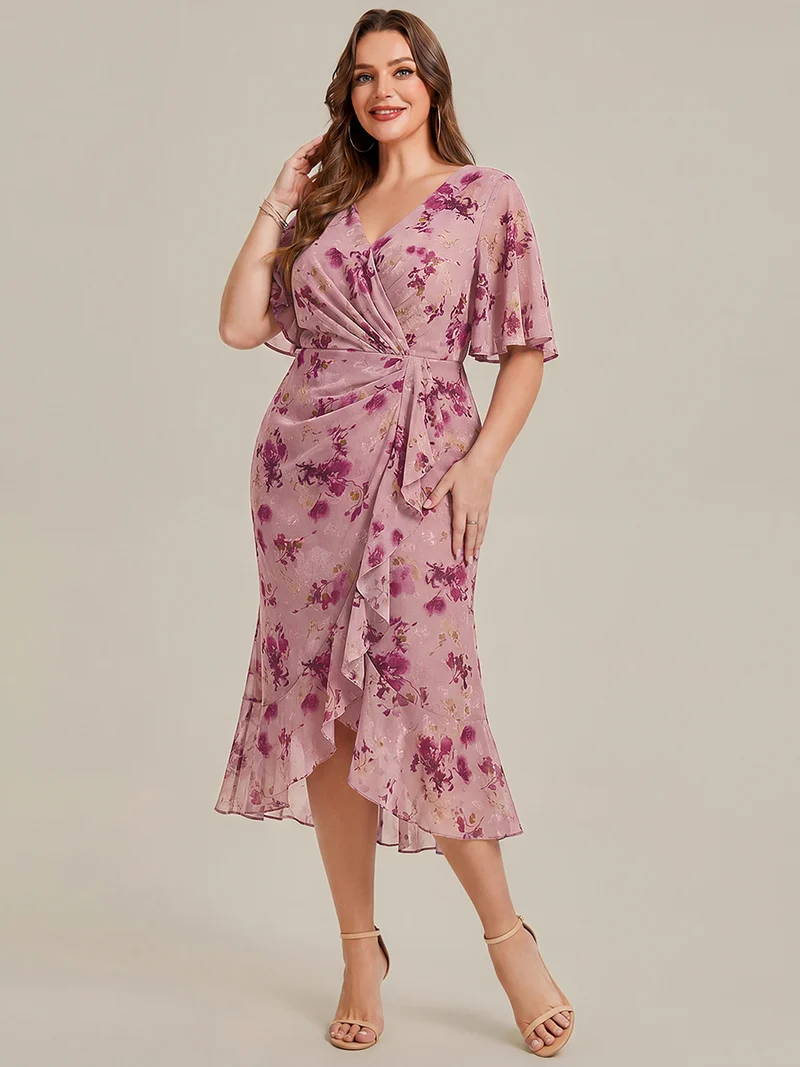 pretty FLORENCIA|Robe sirène en mousseline imprimée grande taille