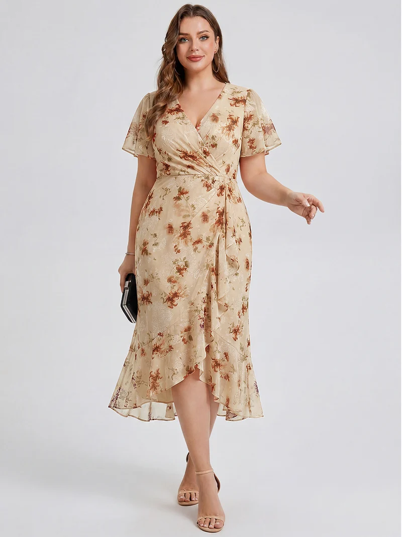pretty FLORENCIA|Robe sirène en mousseline imprimée grande taille