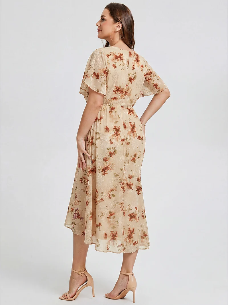 pretty FLORENCIA|Robe sirène en mousseline imprimée grande taille