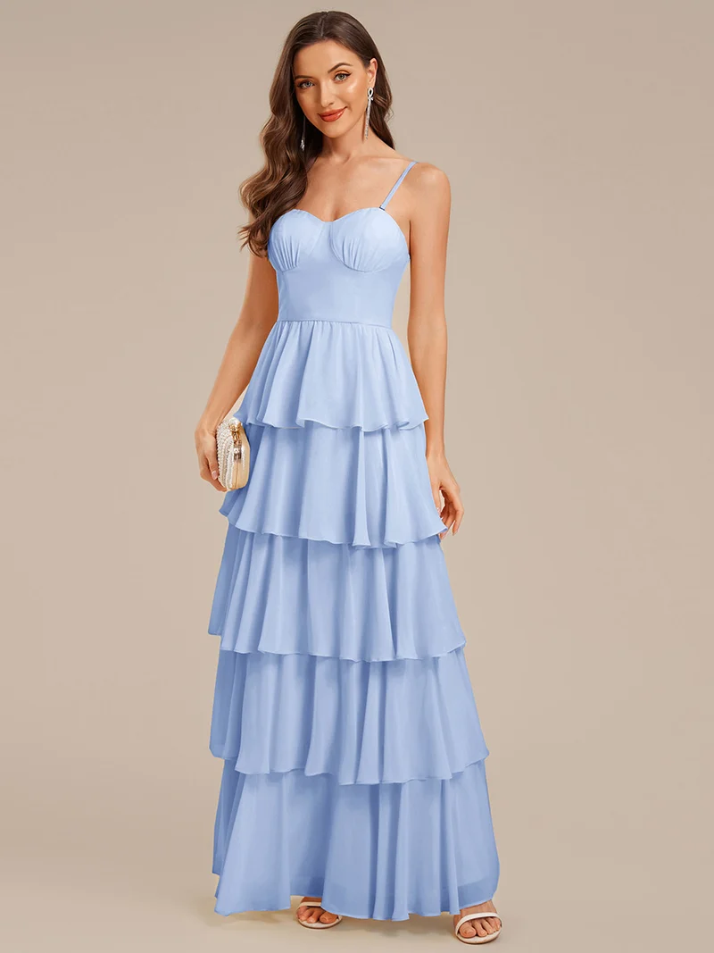 ever ROSALYN|Robe d?¡¥invitée de mariage élégante en mousseline à volants