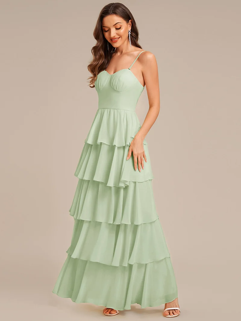 ever ROSALYN|Robe d?¡¥invitée de mariage élégante en mousseline à volants