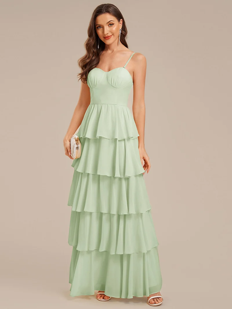 ever ROSALYN|Robe d?¡¥invitée de mariage élégante en mousseline à volants
